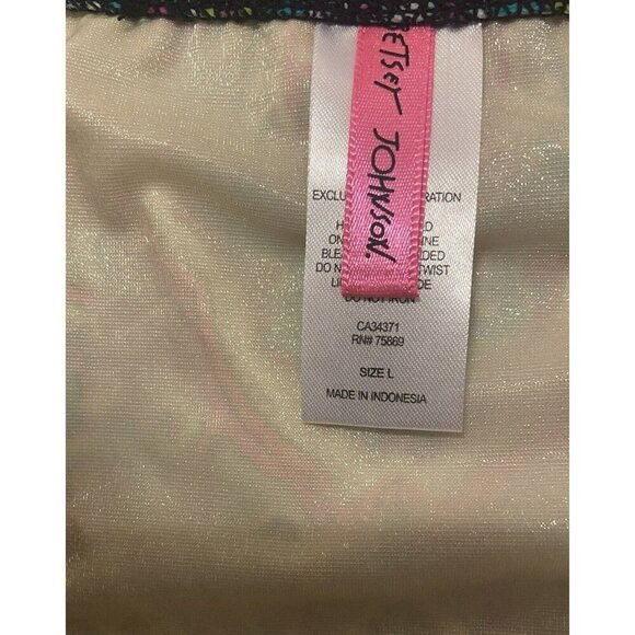 Betsey Johnson $118 Bikini Swimsuit Neon Mixed Animal Print Paisley Size Large - Picture 6 of 9